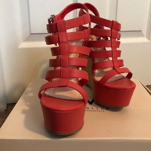 DONATED - Summer / Spring Coral Wedge Heels - 4”